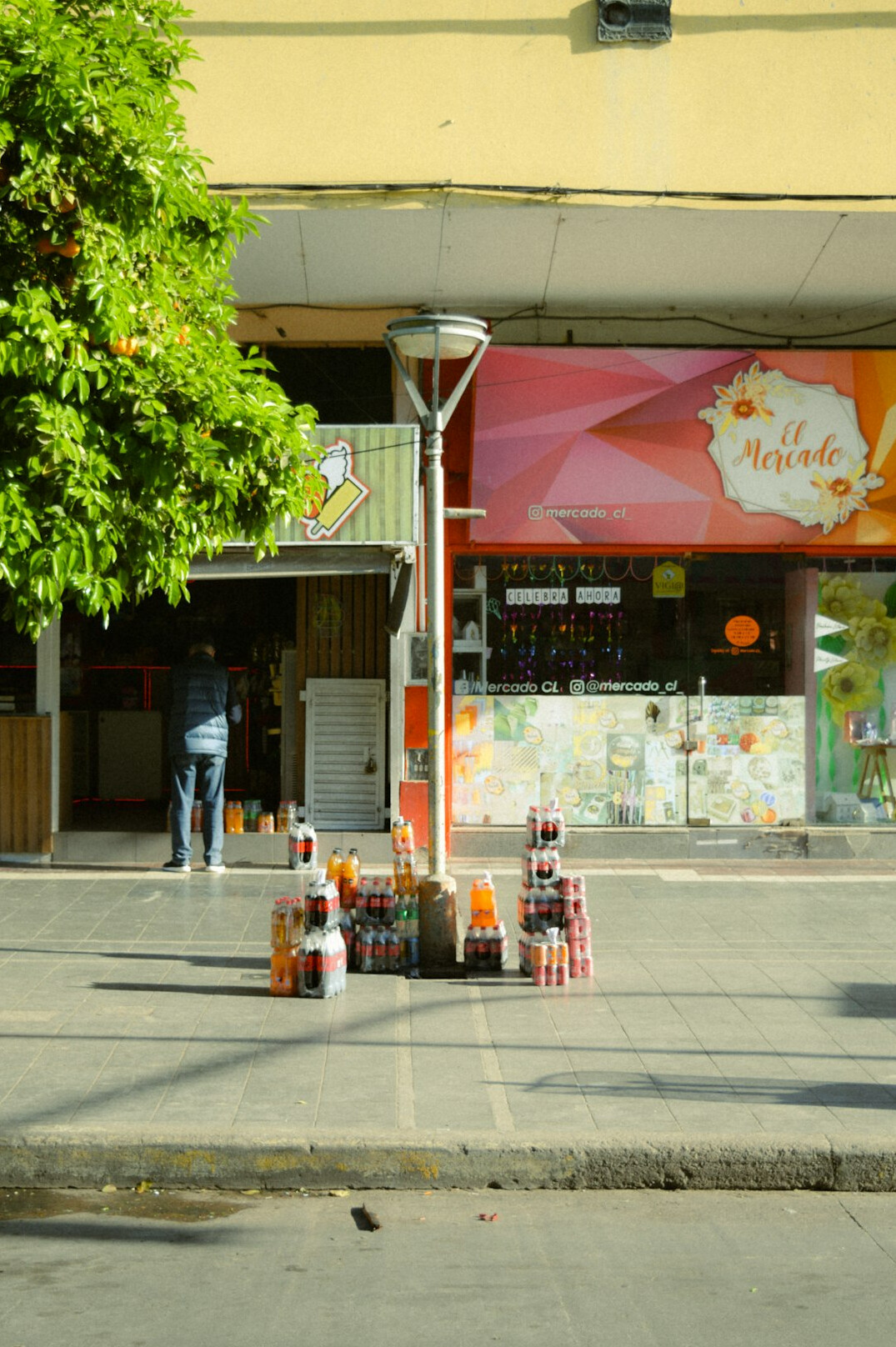 urban commercial street storefronts
